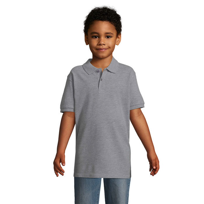 Polo enfant en coton certifié Perfect 180 g_Gris chiné II