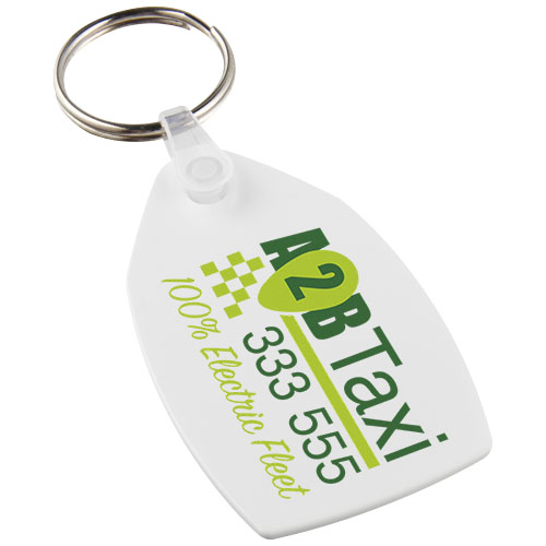 Porte-clés rectangulaire en plastique recyclé Tait_Blanc