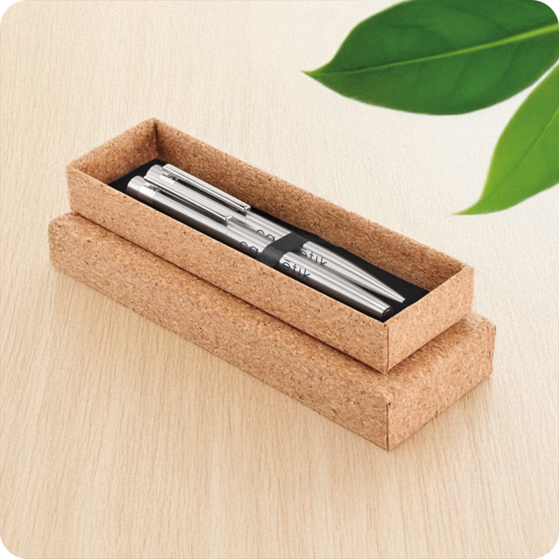 Parure stylo bille et roller en inox recyclé Graz Set_00