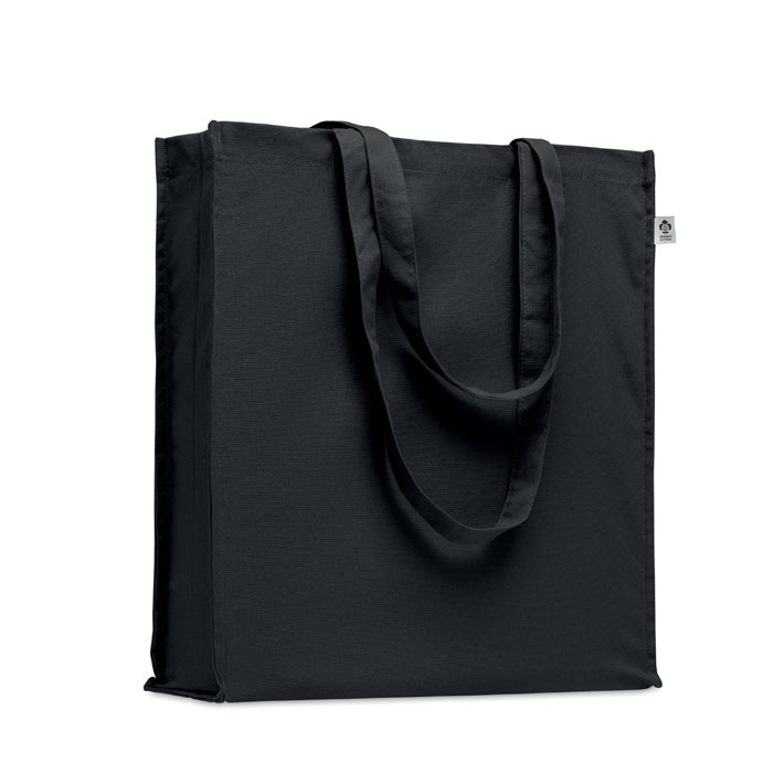 Tote bag publicitaire à soufflets en coton Bente Colour 220 g_Noir