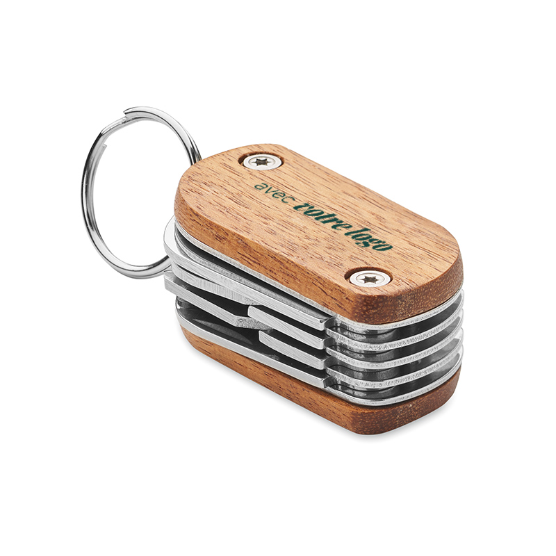 Porte-clés multifonctions en bois et inox Wodycut_2