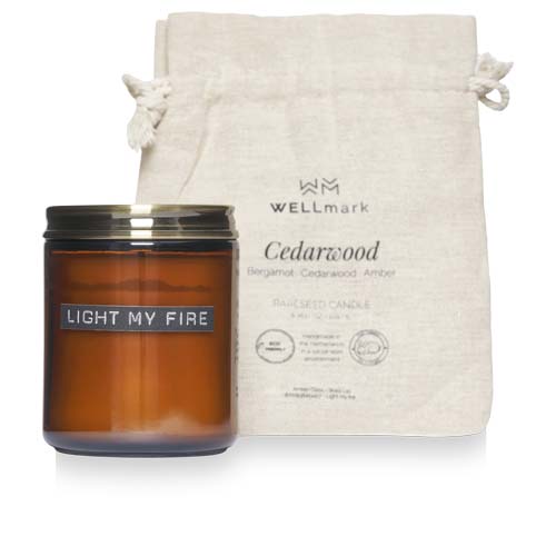 Bougie végétale parfumée dans un verre recyclé Wellmark LightMyFire_Ambre chiné