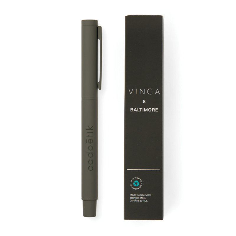 Stylo bille en inox recyclé certifié Vinga Baltimore_1