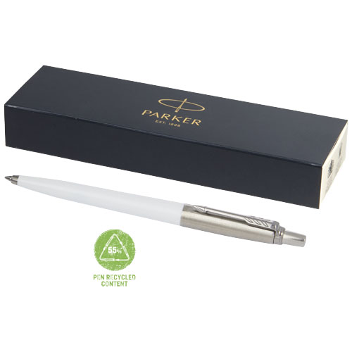 Stylo bille en plastique et inox recyclés Parker Jotter _Blanc