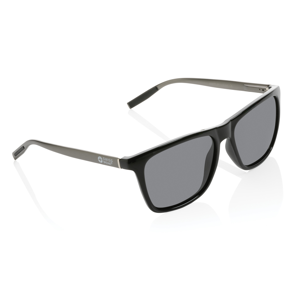 Lunettes de soleil polarisantes en alu et plastique recyclé Swiss Peak_Noir