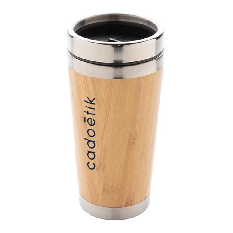 Mug isotherme personnalisé en bambou - Goodies publicitaire