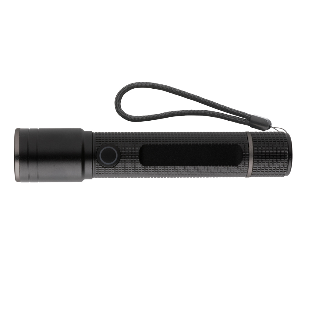 Lampe torche rechargeable USB en aluminium recyclé certifié 3 W Gear X _Noir