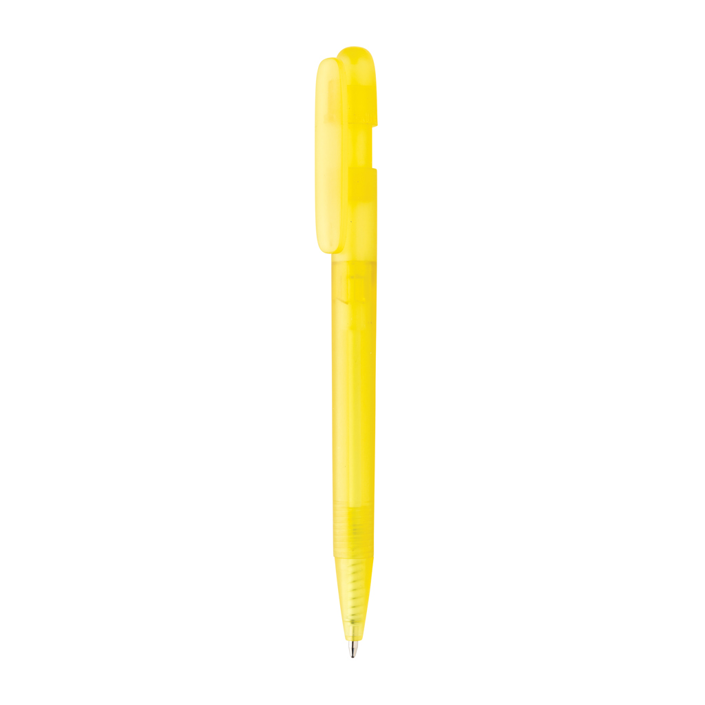 Stylo bille en plastique recyclé certifié Devin Clear_Jaune