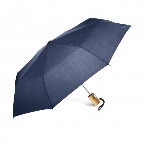 Parapluie pliable en polyester recyclé rPET et bambou Rain04_Bleu