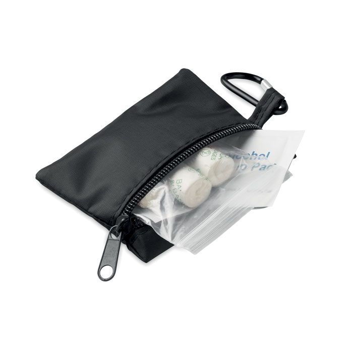 Trousse de secours publicitaire en polyester rPET Careone_Noir