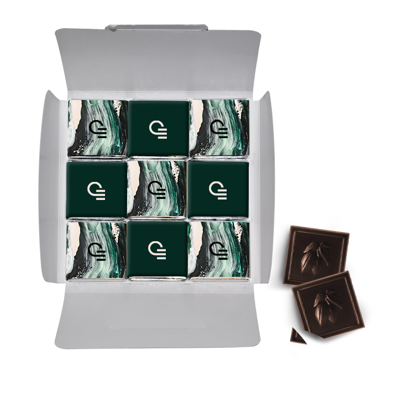 Chocolat publicitaire - Carte 9 carrés de chocolat quadri