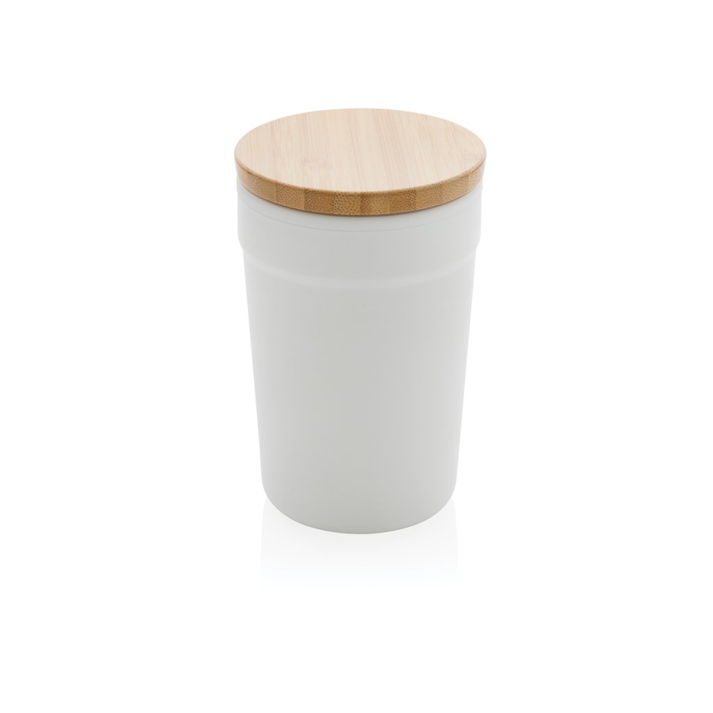 Mug de voyage en plastique recyclé et bambou certifiés Axton 300 mL_Blanc