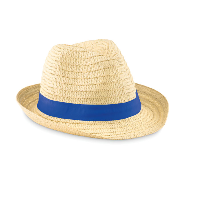 Chapeau en paille de papier Boogie_Bleu royal