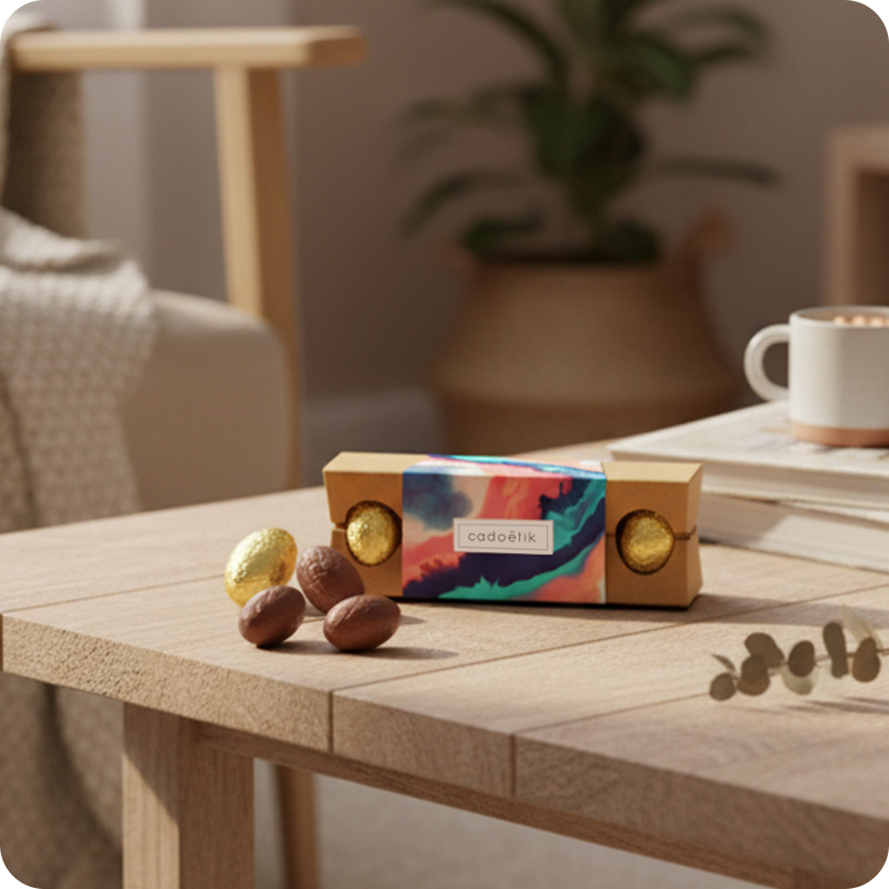 Boîte 4 œufs en chocolat praliné noir ou lait 33 g_00