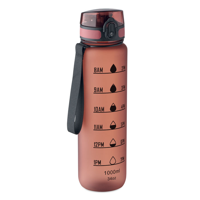 Gourde de sport avec graduation en plastique recyclé Isforden Mark 1L_Bordeaux