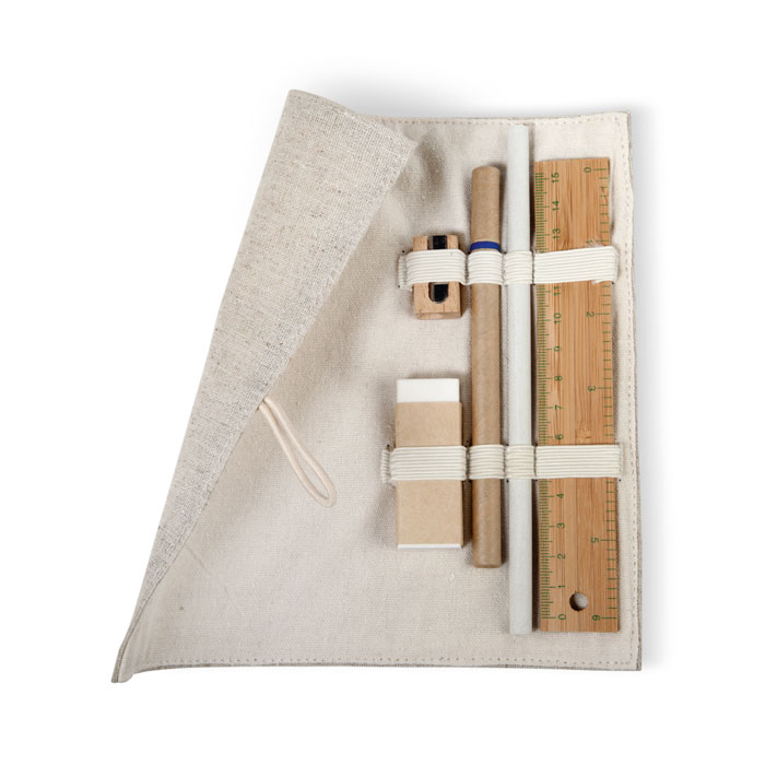 Set d'écriture dans étui en jute et coton Écoset_Beige