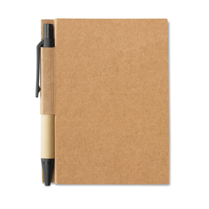 Carnet A7 avec stylo en carton recyclé Cartopad_Noir