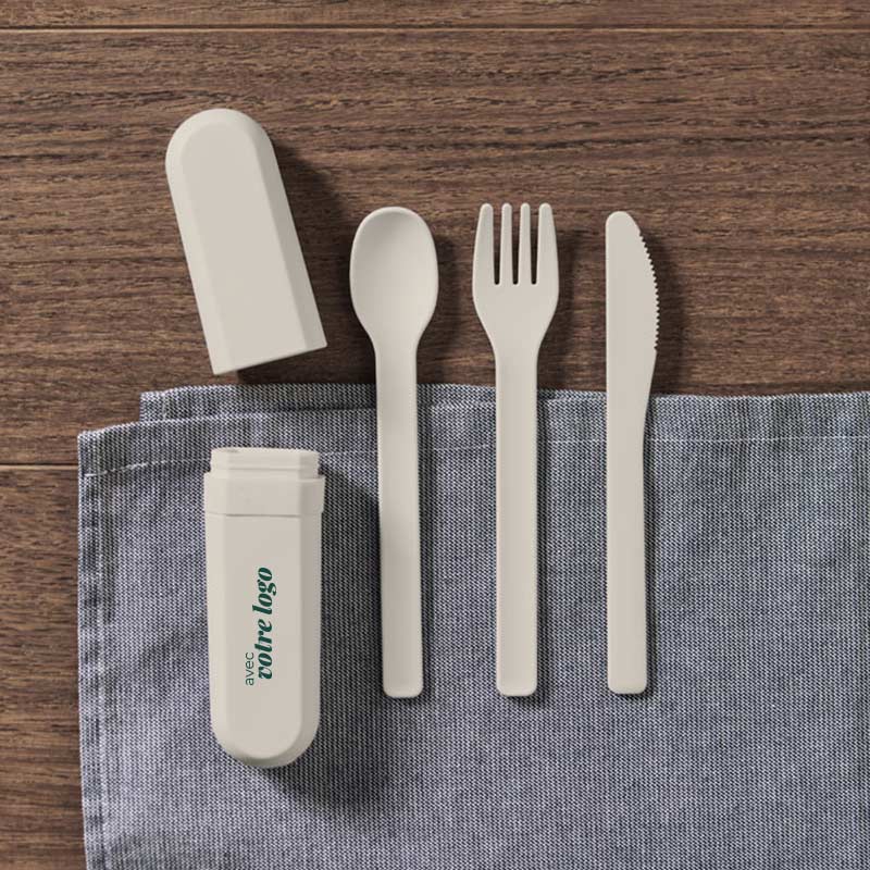 Couverts publicitaires réutilisables avec étui en fibre de maïs Biteful_00