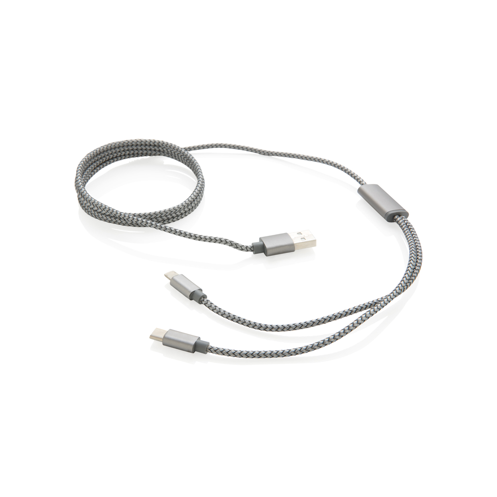 Câble de charge tressé 3 en 1 Zig 10W_Gris