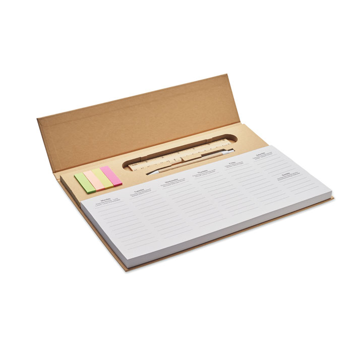 Set planificateur de bureau en papier Memweek_Beige