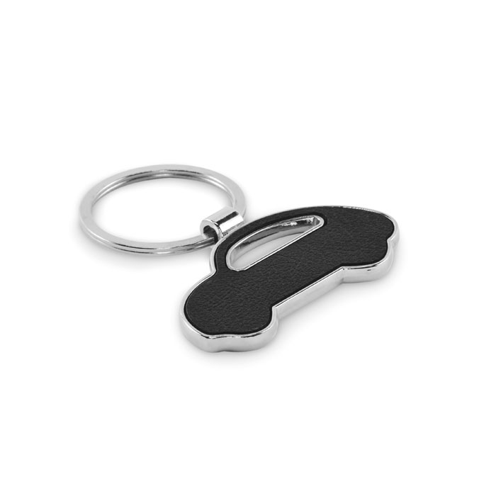 Porte-clés en métal et PU recyclé Lar_Noir