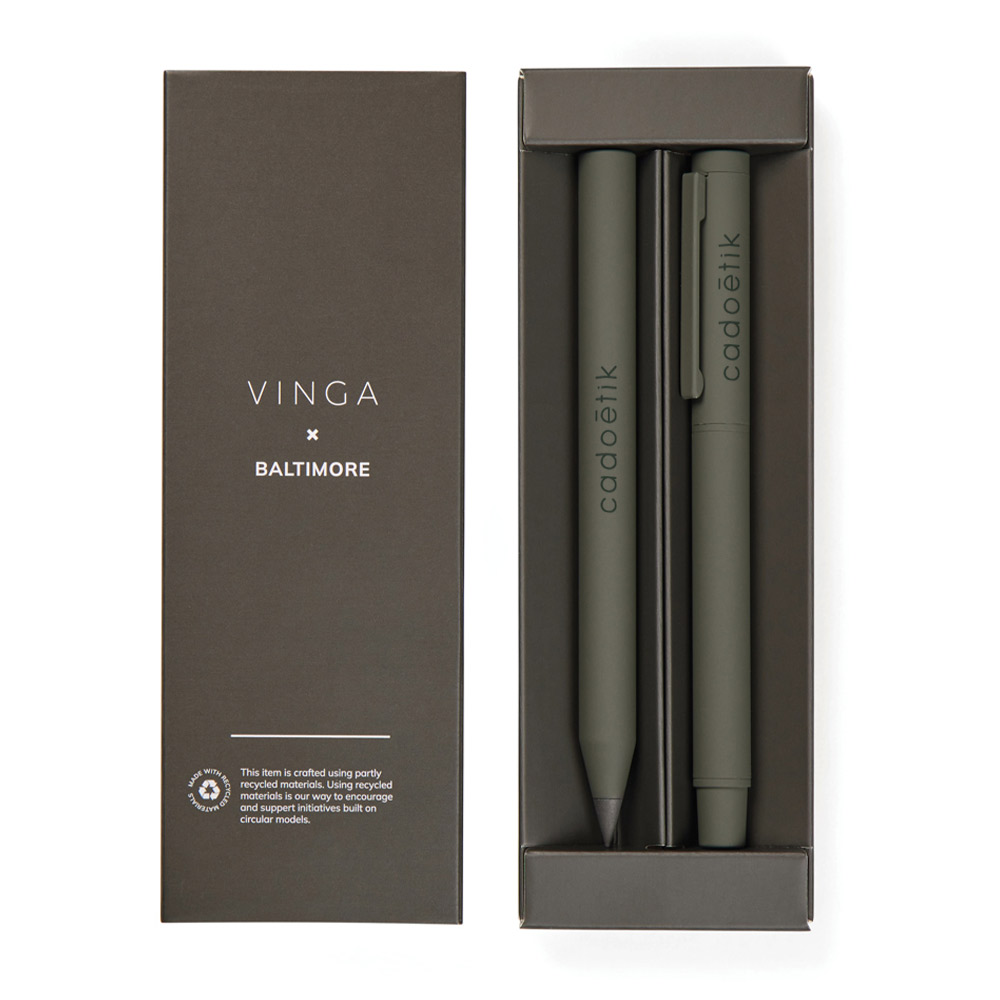 Set de stylos en alu et inox recyclés certifiés Vinga Baltimore_1