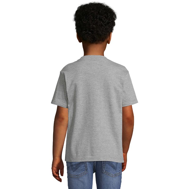 tee-shirt publicitaire enfant en coton gris - derrière