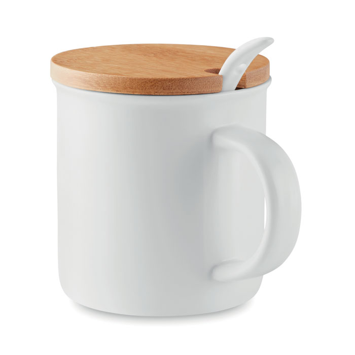 Mug en porcelaine et bambou Kenya 380 mL_Blanc