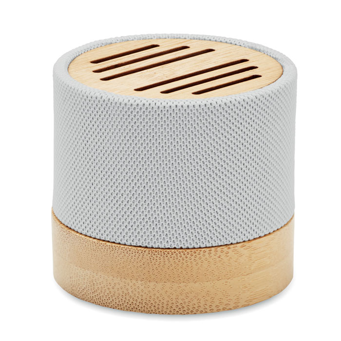 Enceinte nomade en bambou et polyester recyclé rPET Bool 3W_Blanc
