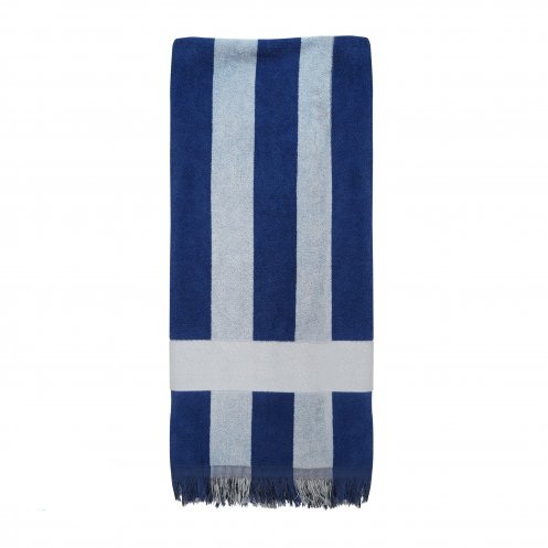 Serviette fouta en coton et polyester recyclés certifiés Elsol 450 g_Bleu
