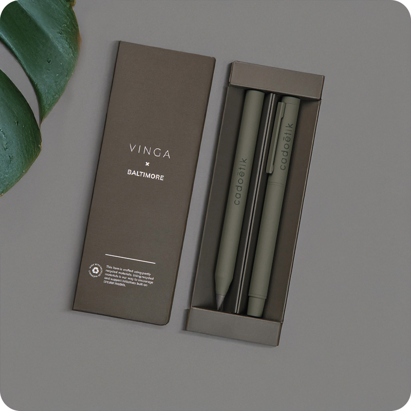 Set de stylos en alu et inox recyclés certifiés Vinga Baltimore_00