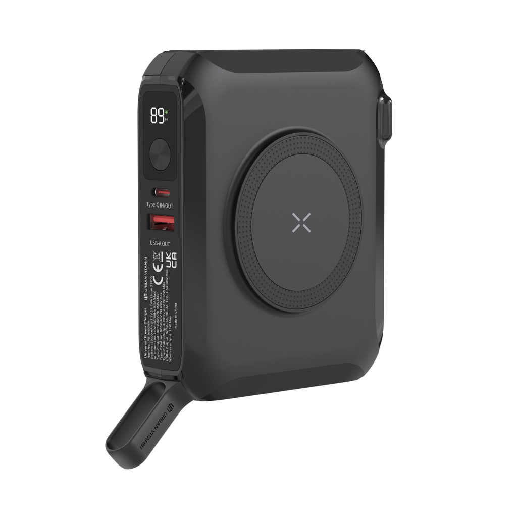 Chargeur universel personnalisé 15 000 mAh charge rapide UV Oxnard 65 W_Noir
