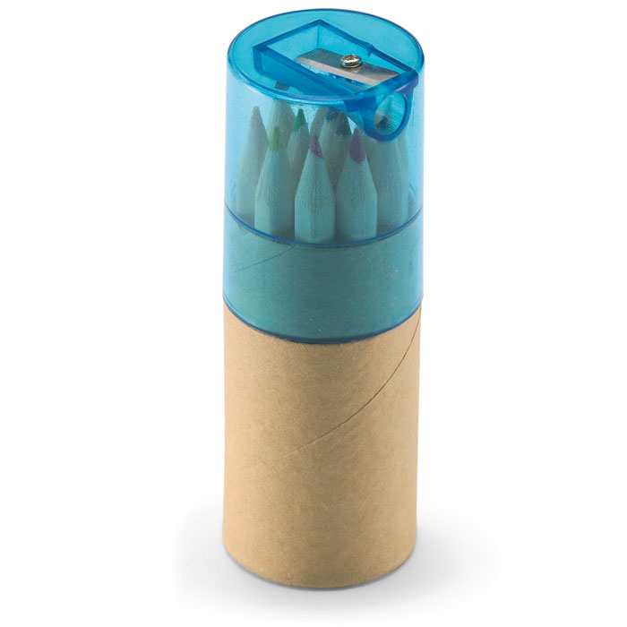 Tube 12 crayons de couleur Lambut_Bleu transparent