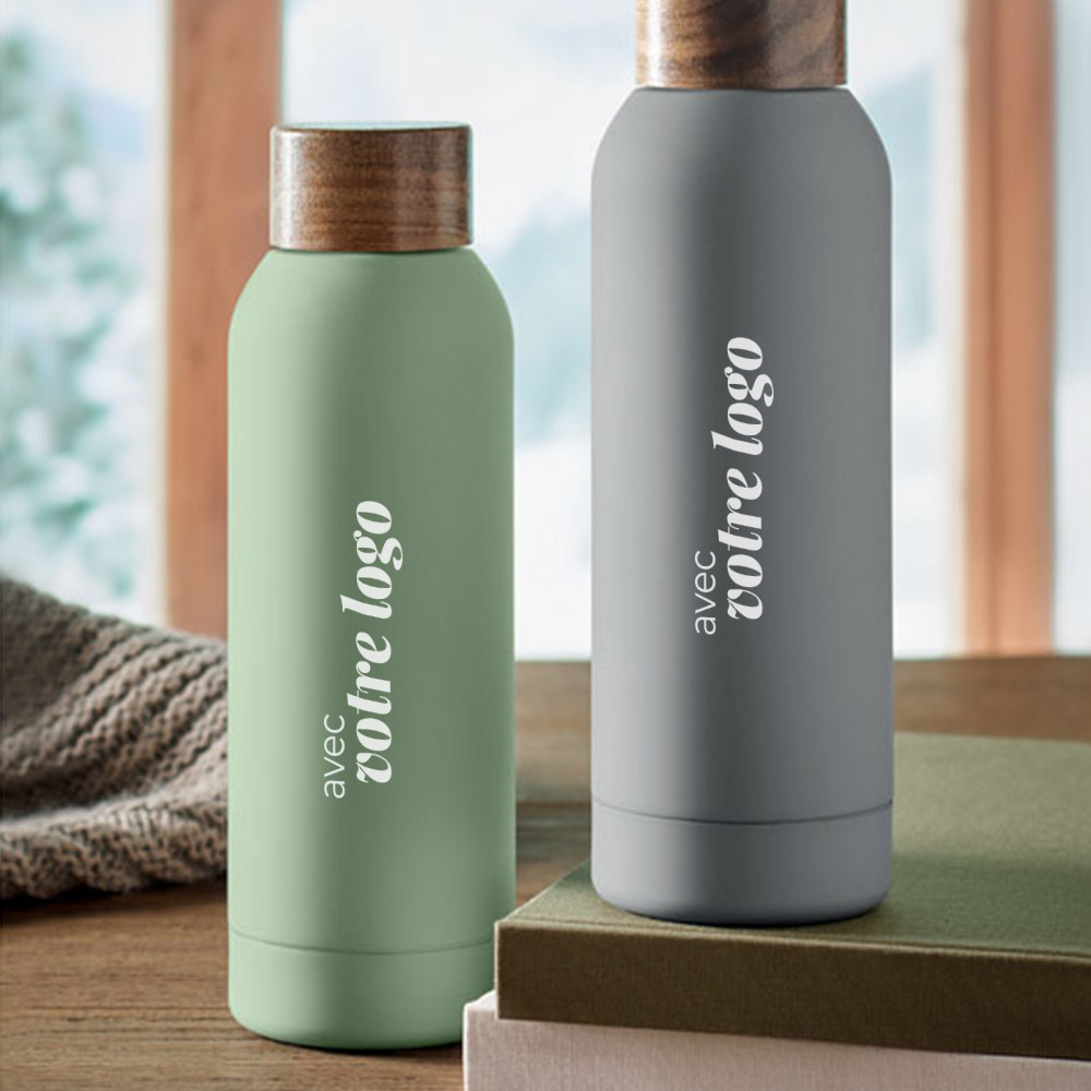 Gourde publicitaire en inox recyclé et bois Geiser 700 mL_00