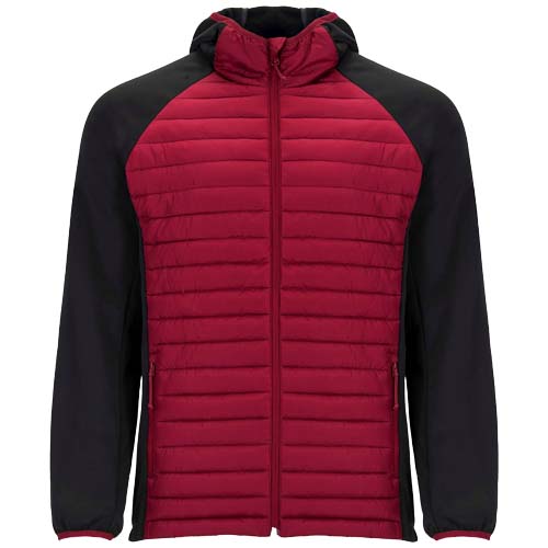 Doudoune publicitaire hybride unisexe en polyester certifié Minsk_Rouge/Noir