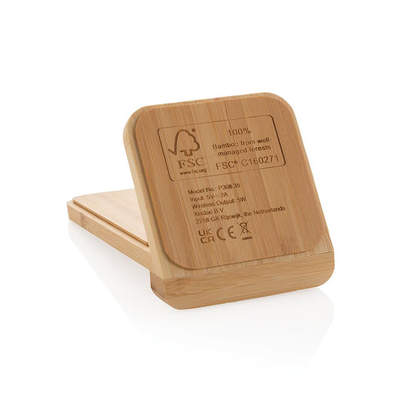 Support chargeur à induction en bambou certifié Powergreen 5W_06