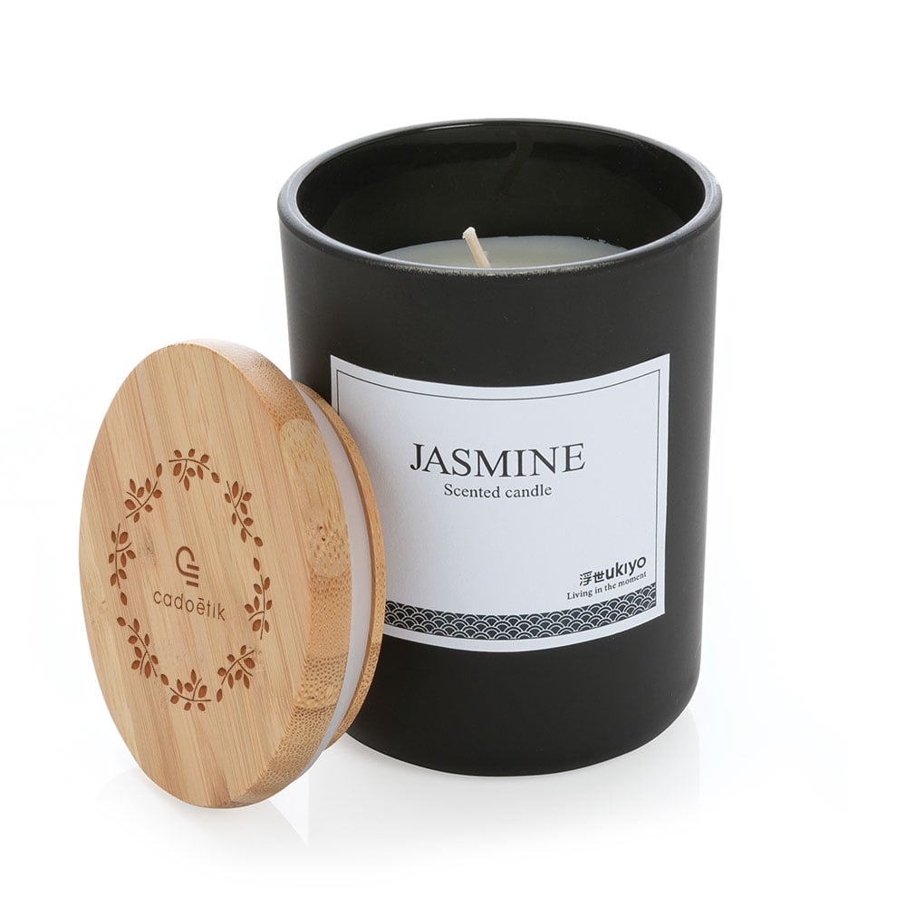 Goodies Noël - Bougie parfumée publicitaire avec couvercle en bambou Ukiyo 1