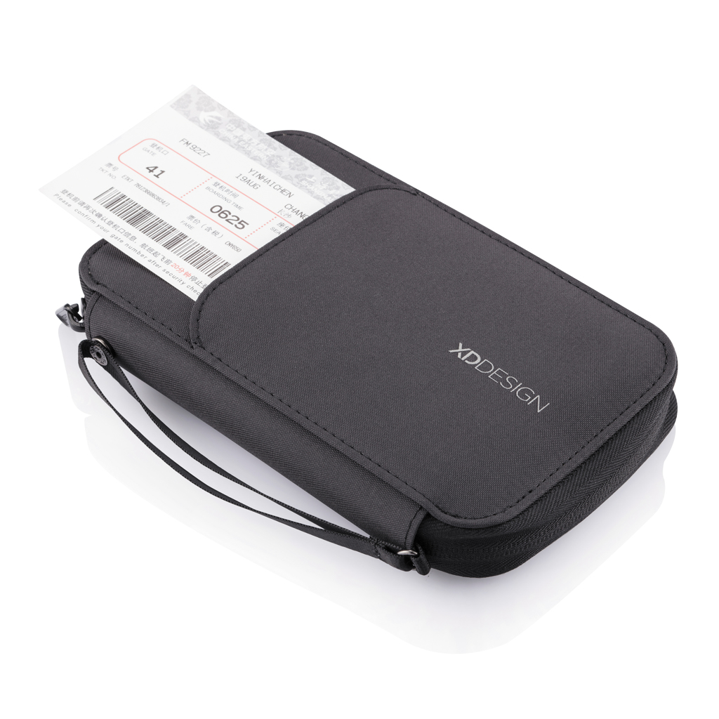 Portefeuille de voyage pour passeport en polyester recylé rPET Portea_Noir