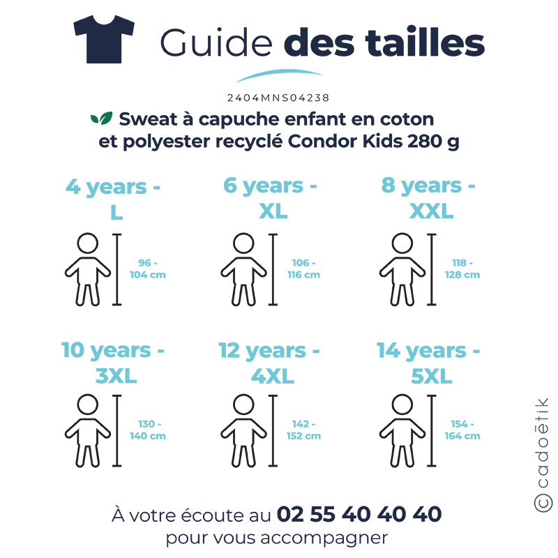 Sweat à capuche enfant en coton et polyester recyclé Condor Kids 280 g_5