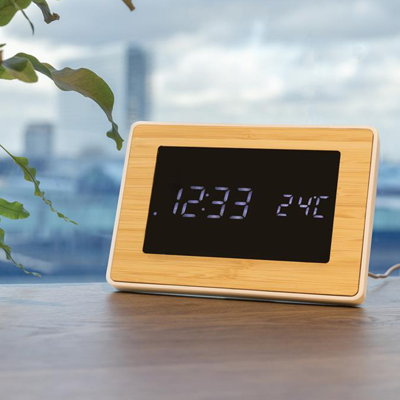 Station météo LED en plastique recyclé et bambou certifiés Utah_04