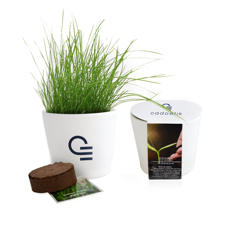 Cadeau publicitaire - kit de plantation publicitaire pot céramique