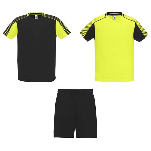 Ensemble de sport pour enfant en polyester certifié Juve_Jaune fluo/Noir