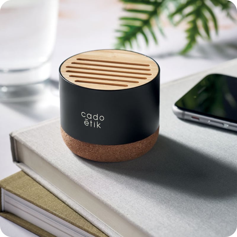 Enceinte nomade en alu recyclé, liège et bambou Rumba 3W_00