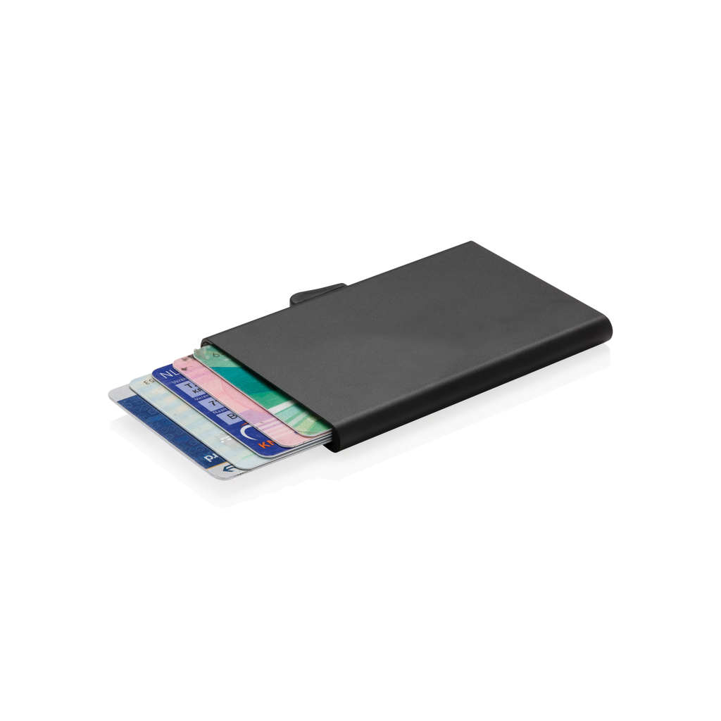 Porte-cartes personnalisé en aluminium anti-RFID C-Secure Trust_Noir