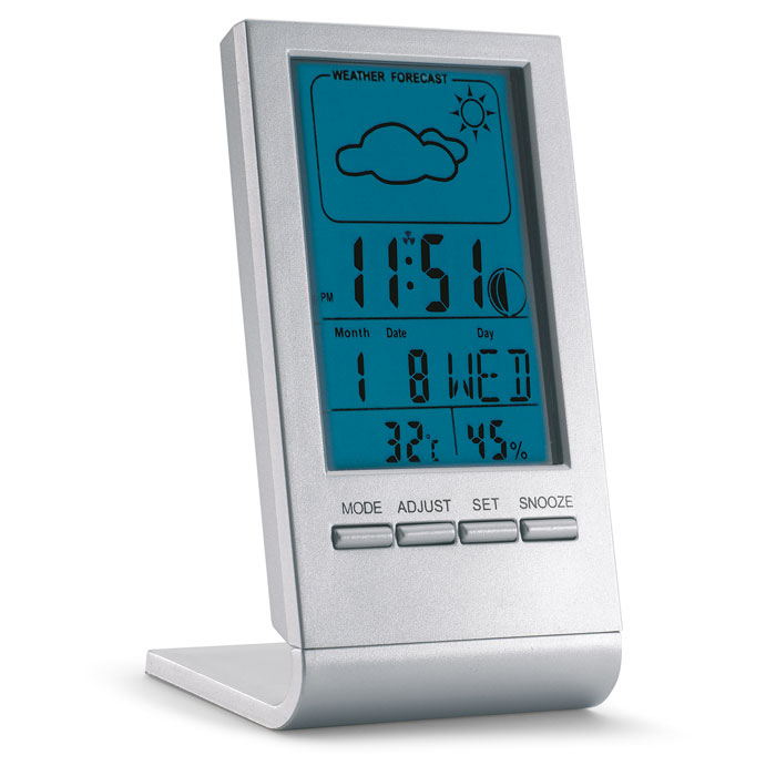 Station météo avec LCD bleu_Argent