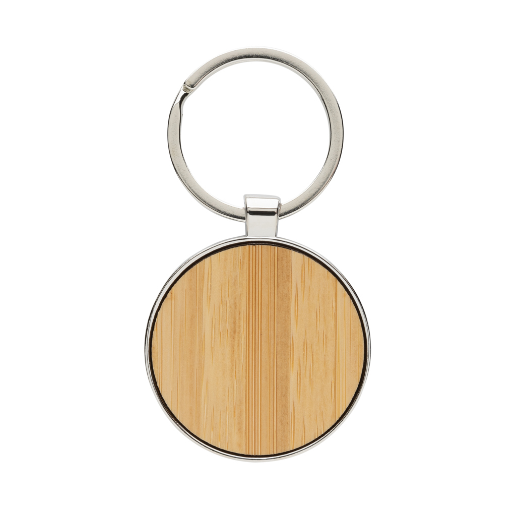 Porte-clés rond en bambou et zinc recyclé certifié Bamzoric_Argent