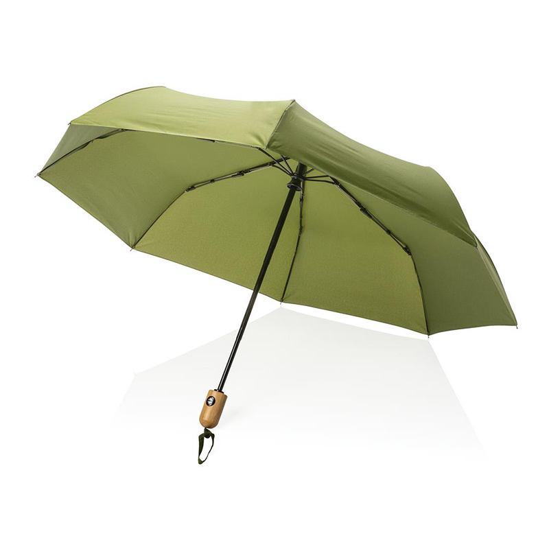 Parapluie pliable 21" en polyester recyclé rPET et bambou Impact_05