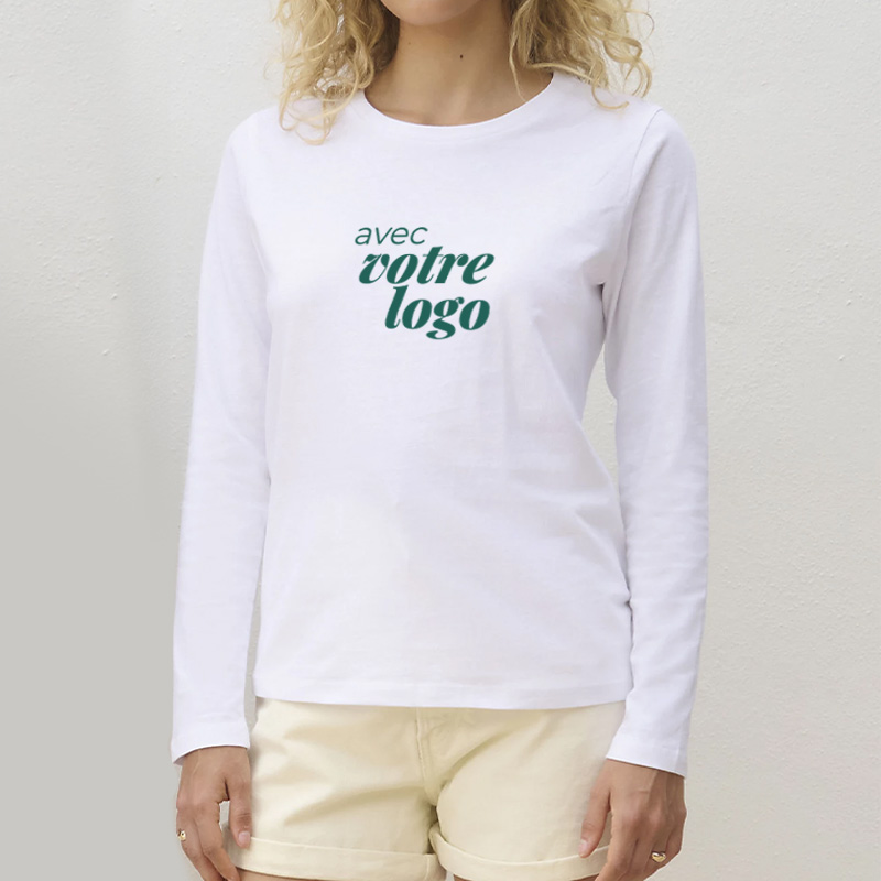 T-shirt publicitaire femme manches longues en coton certifié Monarch 150 g_00