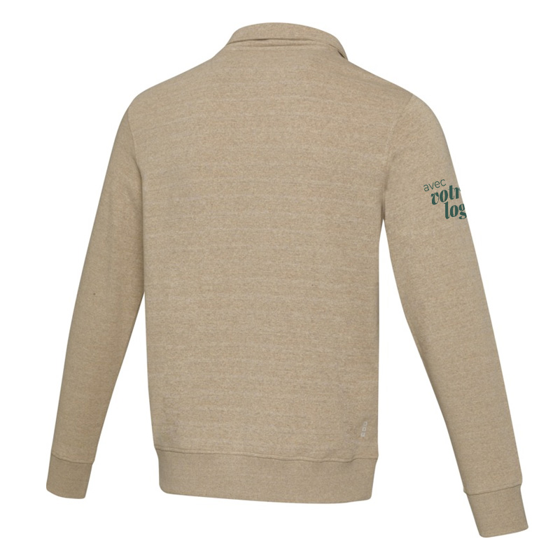 Sweat unisexe à col polo zippé en polyester et coton recyclés certifiés Tin_03