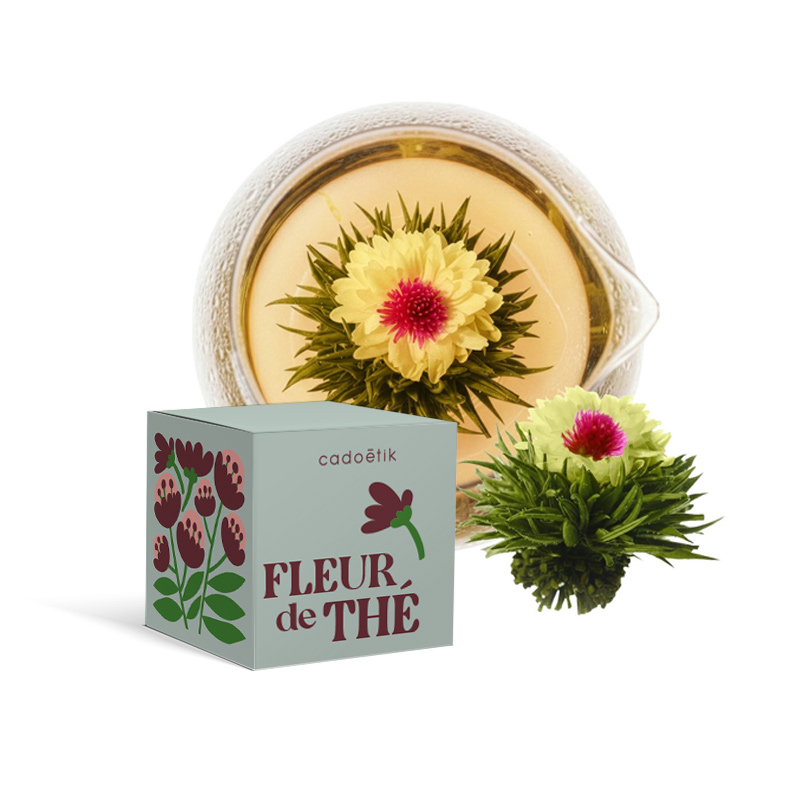 Fleur de thé dans boîte cube personnalisable_01
